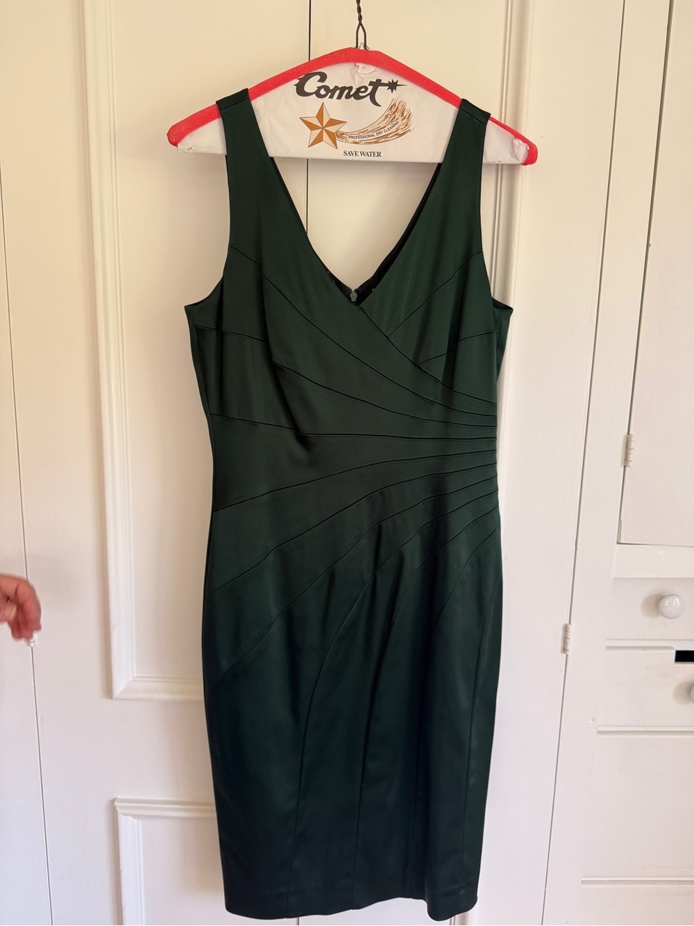 ANTONIO MELANI Dark Green V-Neck Sheath Dress